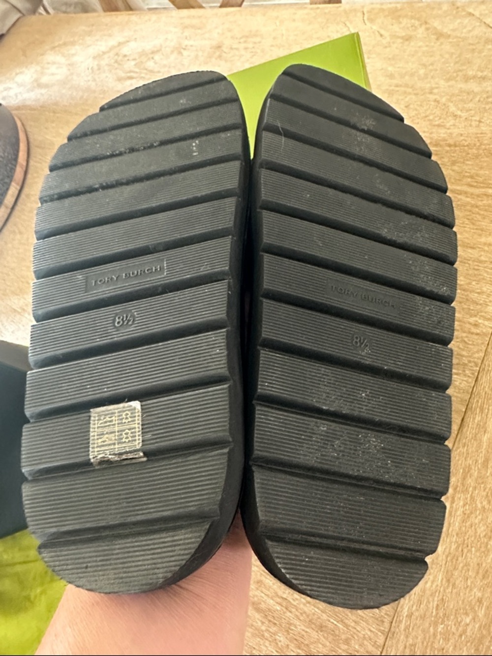 Tory Burch Black Leather Slide Sandals with Gold Logo Accent - Picture 7 of 10